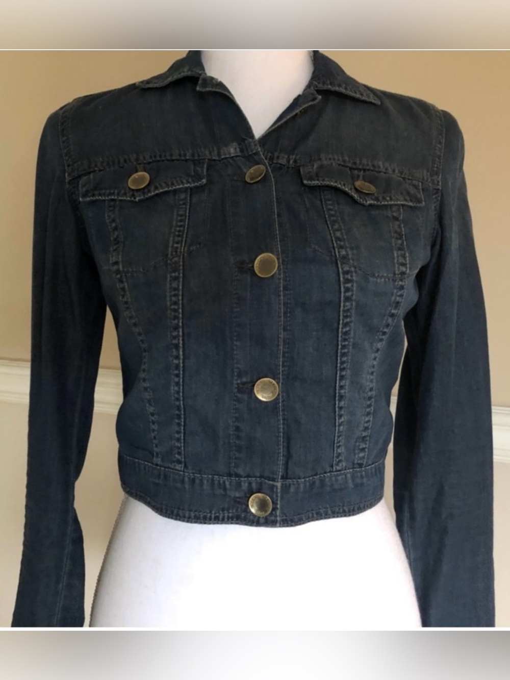 Rachel Roy Cropped Blue Denim Jacket